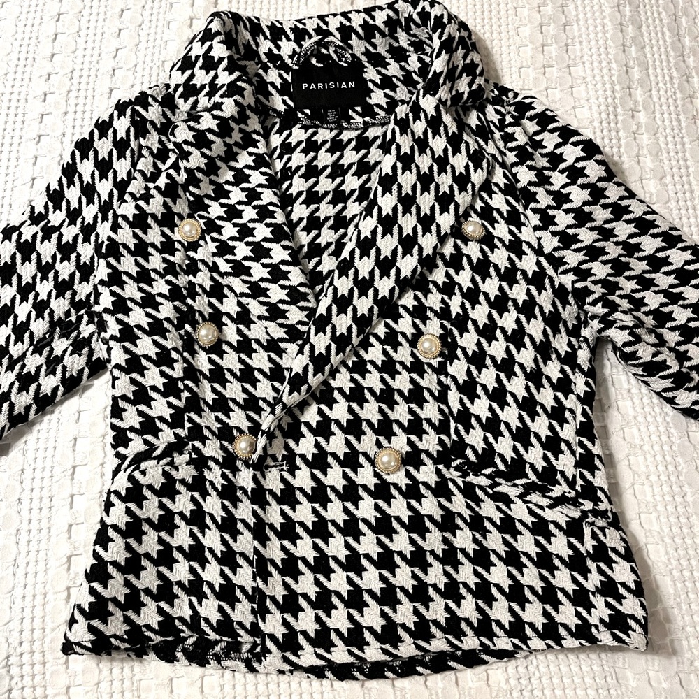Houndstooth Double Breasted Blazer
